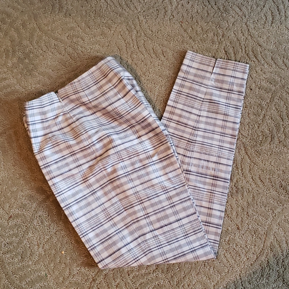 Moschino Cheap And Chic Gray Plaid Silk Pant Sz 8 - Picture 2 of 6